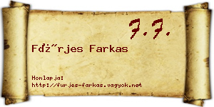 Fürjes Farkas névjegykártya